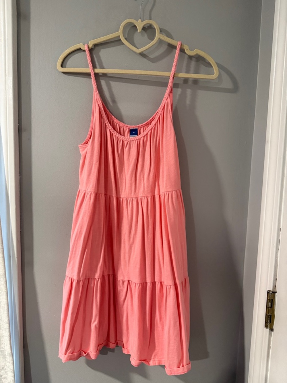 Coral Pink Tiered Spaghetti Strap Dress